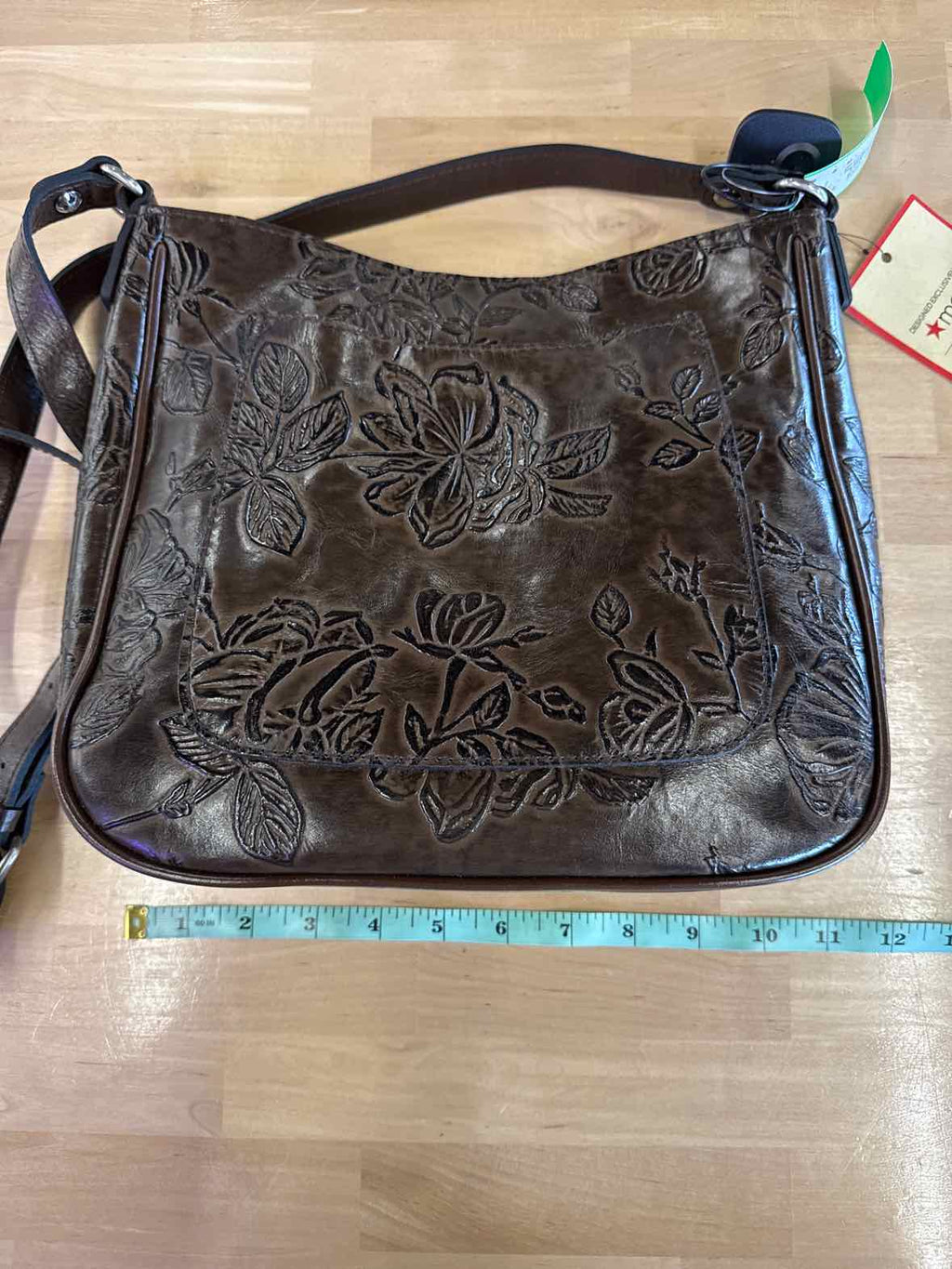 Patricia Nash Emeline Small Bark Leaves Leather Crossbody Bag