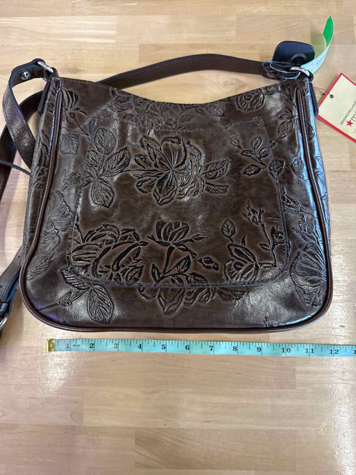 Patricia Nash Emeline Small Bark Leaves Leather Crossbody Bag