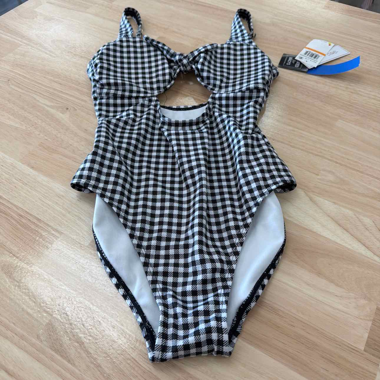 Salt + Cove Juniors' Cutout Plaid One-Piece Swimsuit