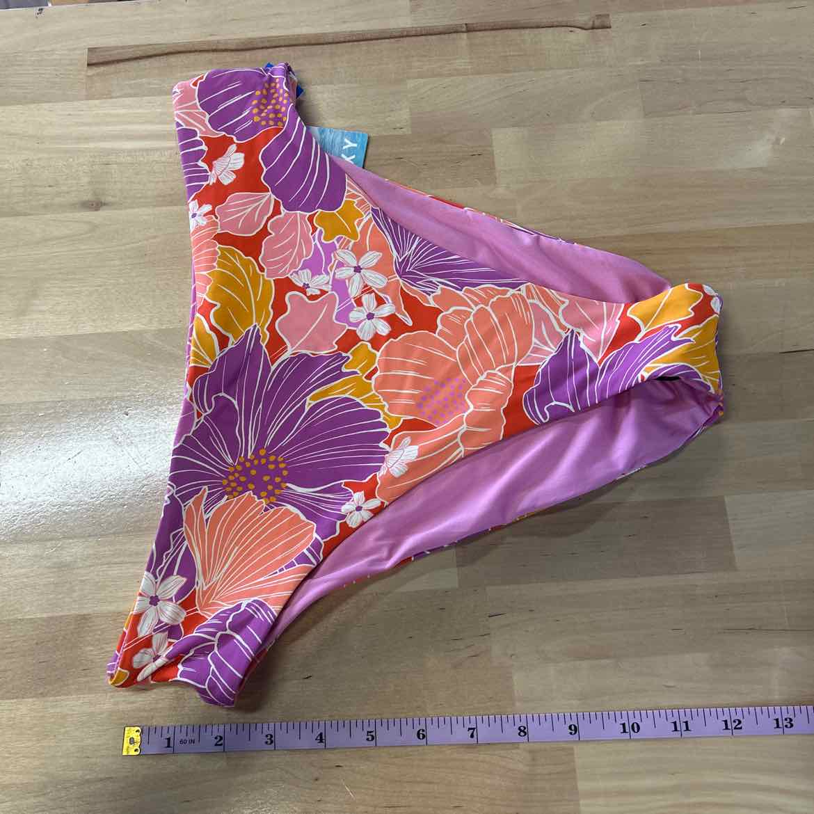 Roxy Size L Bell Bottom Blooms High Waist Bikini Bottoms