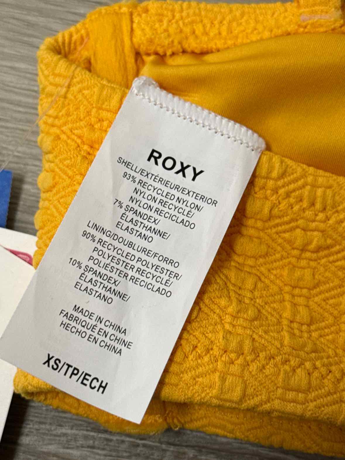 Roxy Size XS Haleiwa Textured Bandeau Bikini Top - Yellow