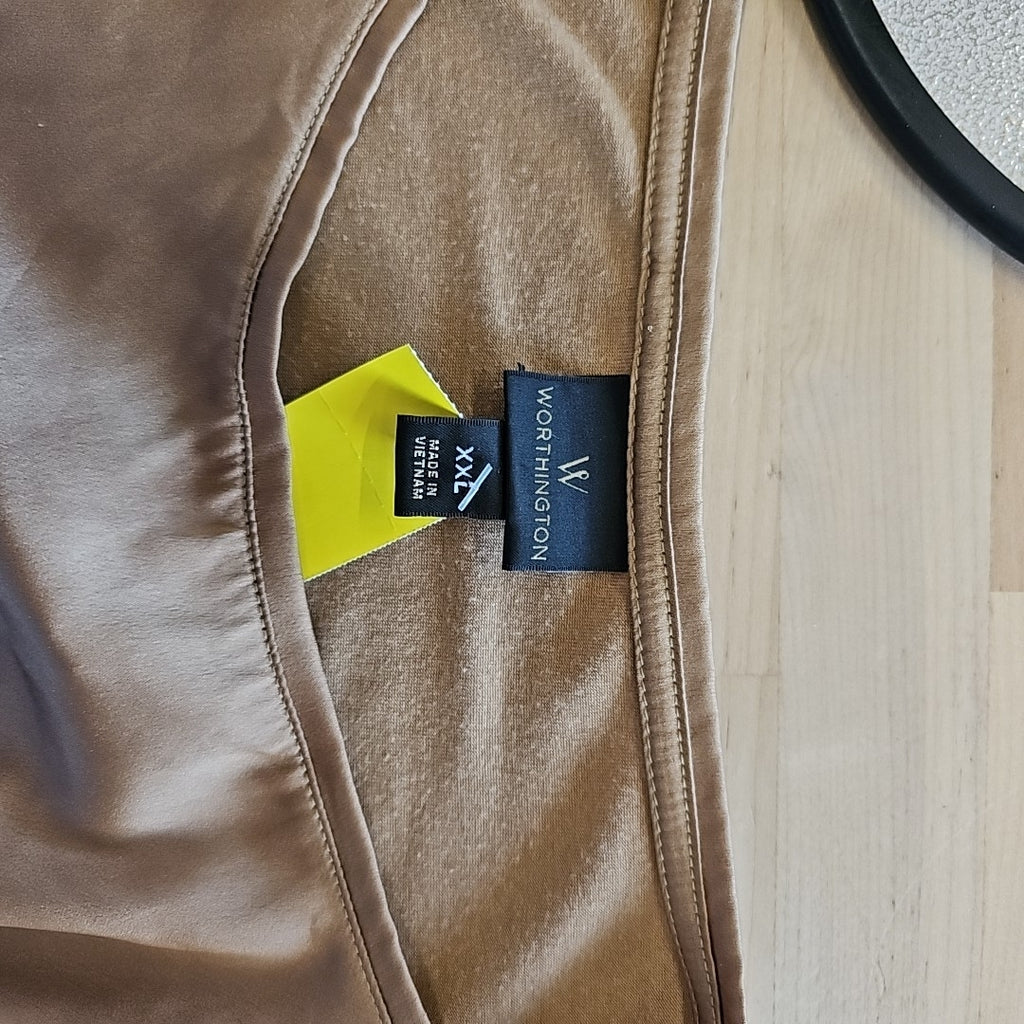 Worthington Size XXL Brown Blouse