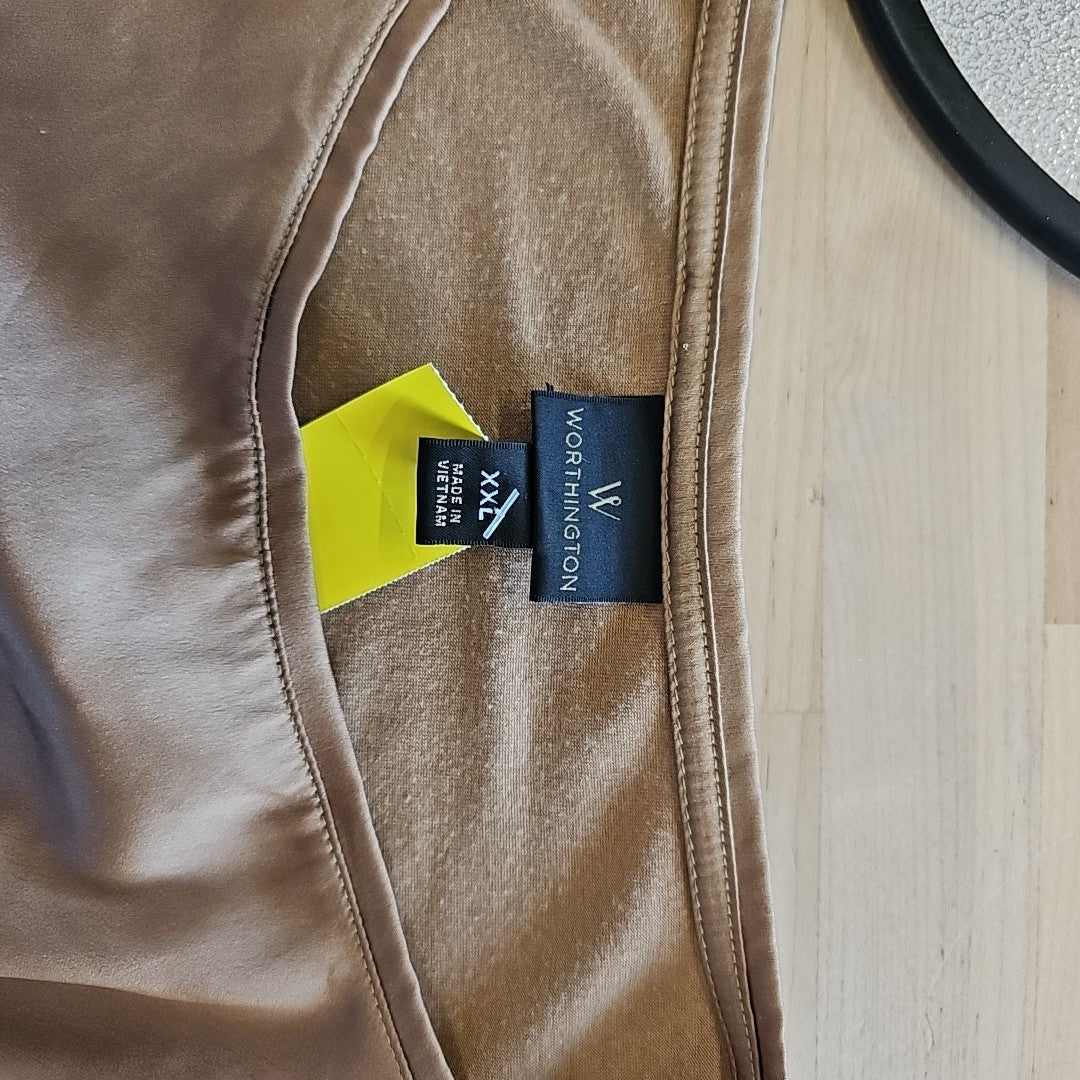 Worthington Size XXL Brown Blouse