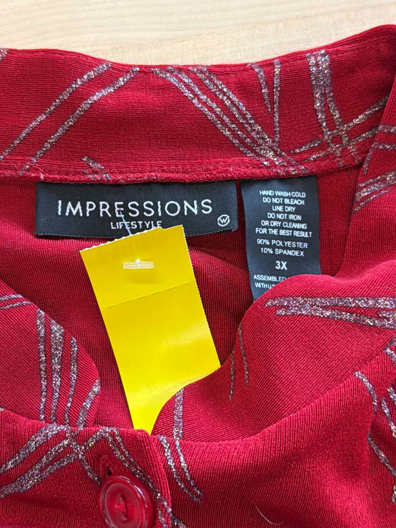 impressions Size 3X Red Cardigan
