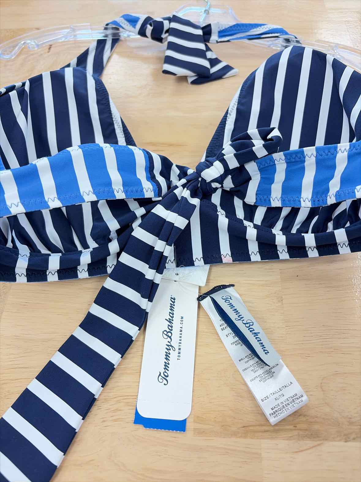 Tommy Bahama Size XL Coastline Stripe Rerversible Halter Top Mare Navy