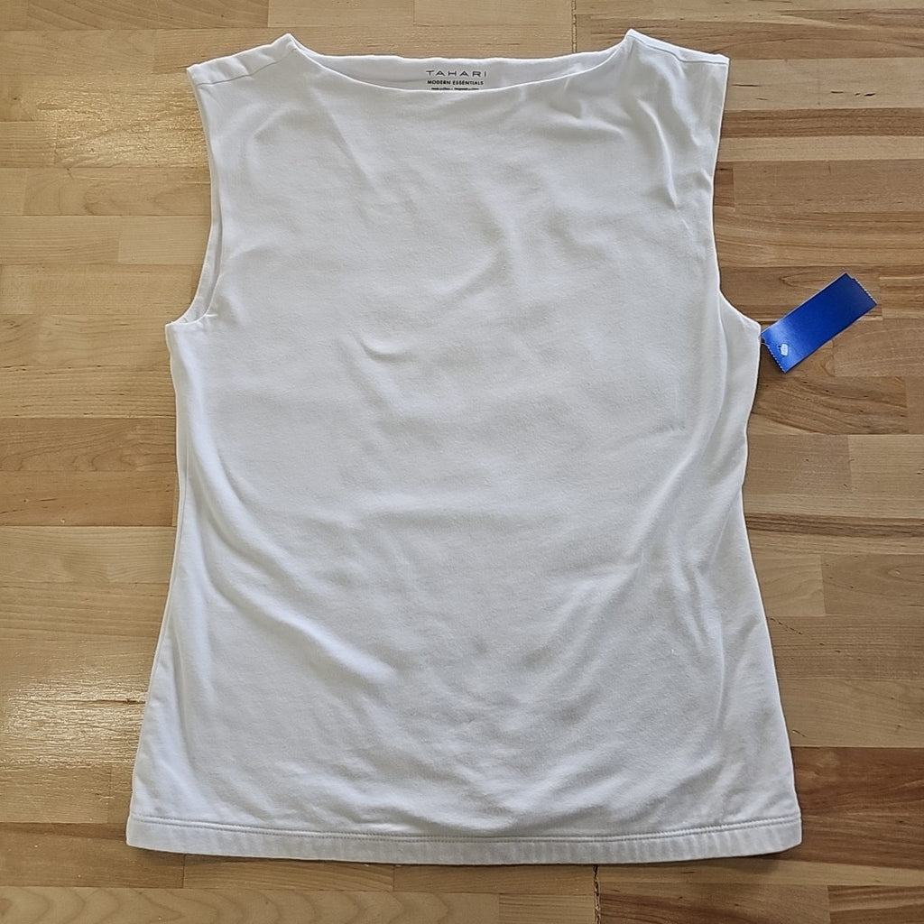 Tahari Size M White Sleeveless