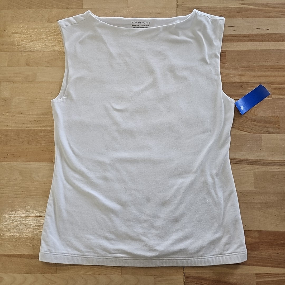 Tahari Size M White Sleeveless