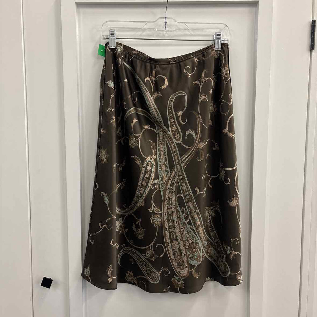 Ann Taylor Size 10 Brown & teal prints Silk Preloved Skirt