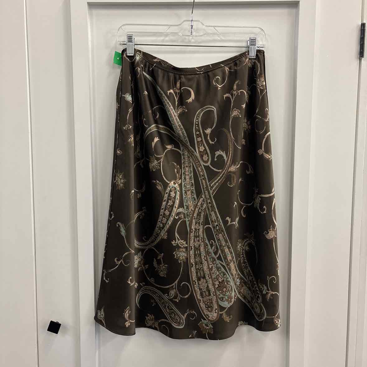 Ann Taylor Size 10 Brown & teal prints Silk Preloved Skirt
