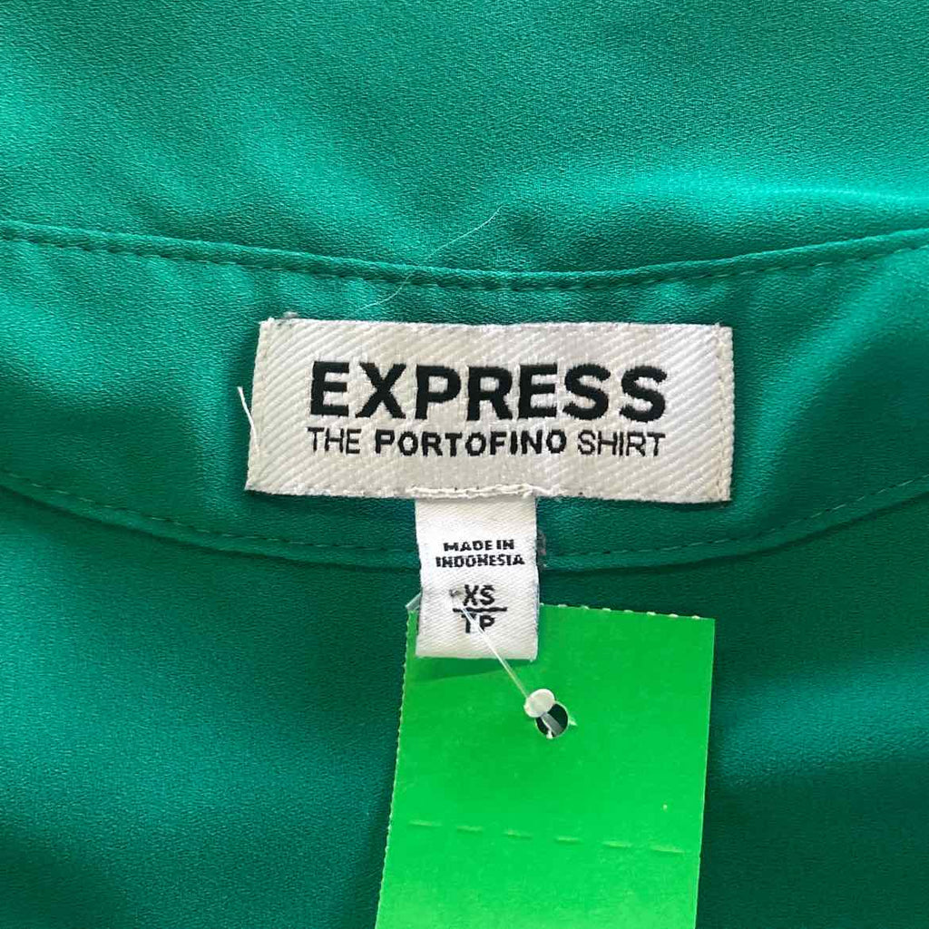 Express Size XS Green Preloved Button Down LS