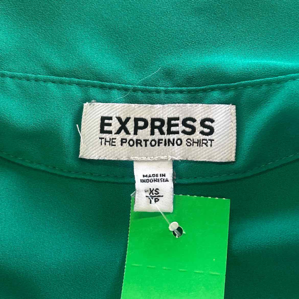 Express Size XS Green Preloved Button Down LS