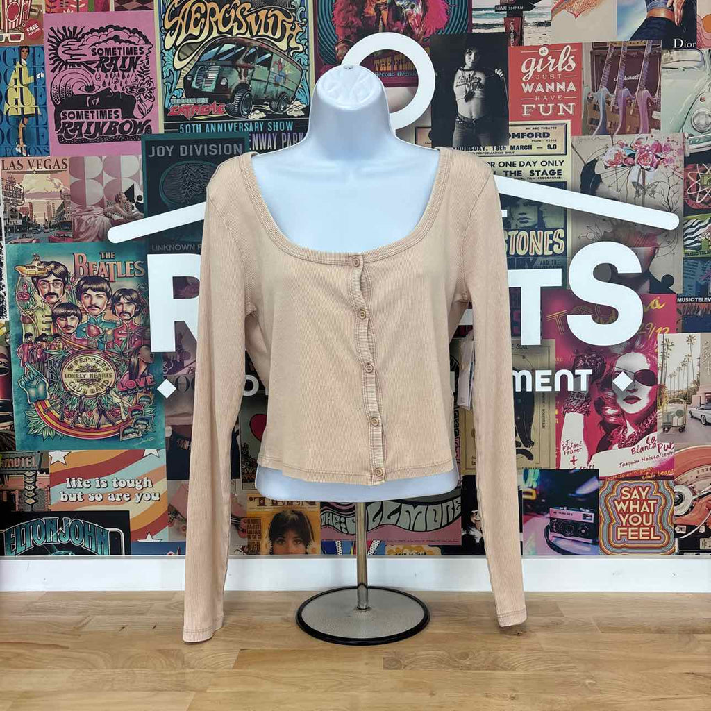 Jessica Simpson Size M Pink Ribbed New Button Down LS