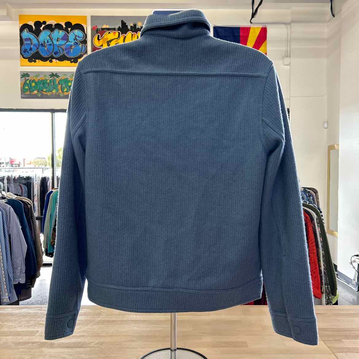 Mode of One Men's Long-Sleeve Knit Trucker Jacket - Blue Asphalt