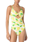 Kate Spade Women's Lemon-Print Tie-Front Shirred One-Piece Swimsuit