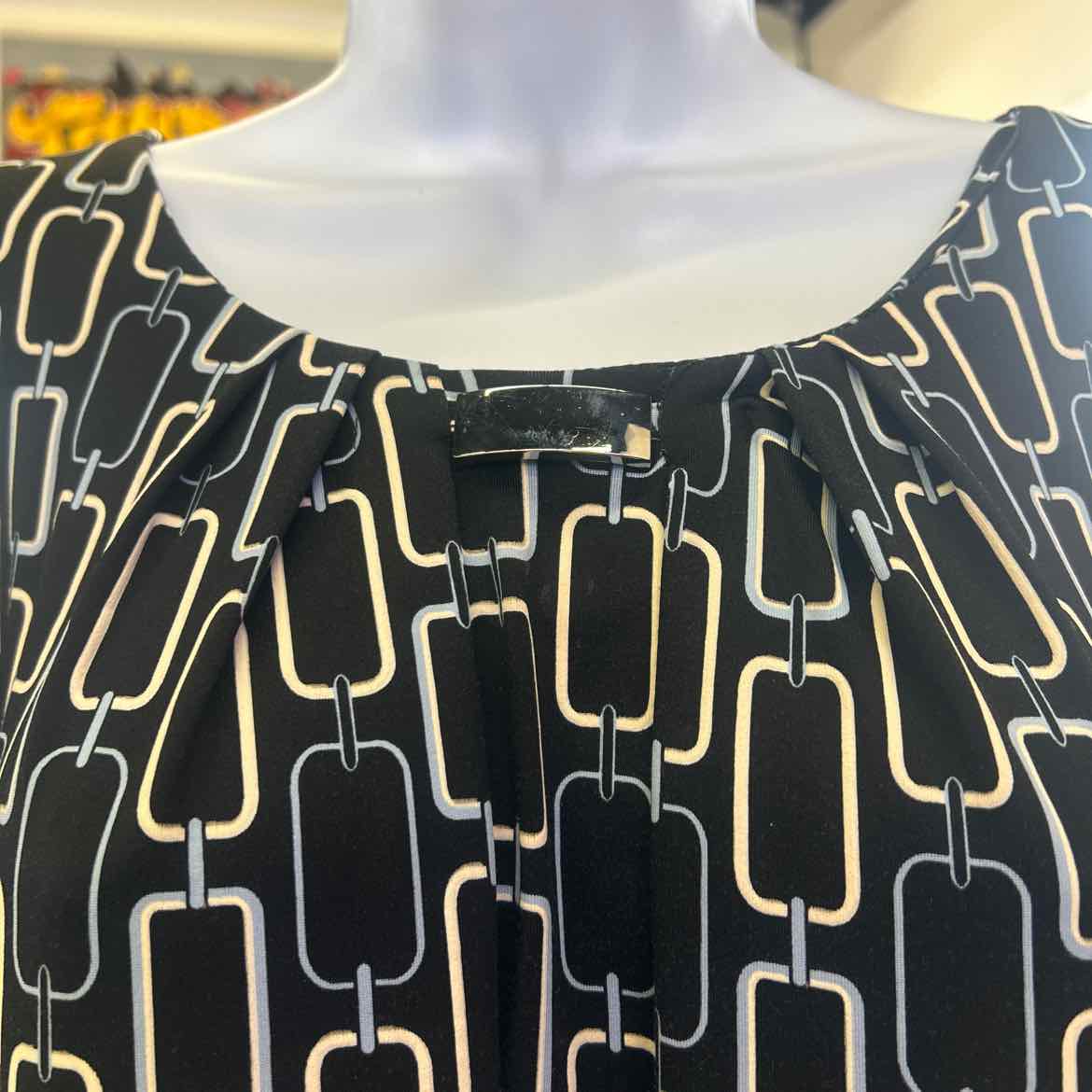 Notations Size L Black Polyester Preloved Blouse SS