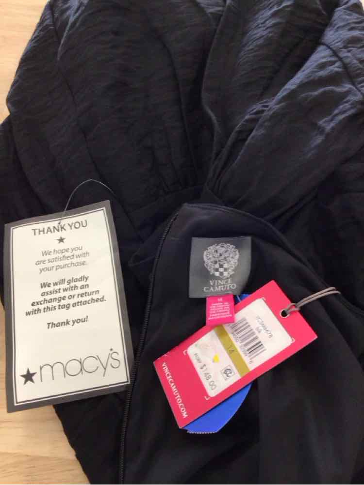 Vince Camuto Size 14 Crepe Sleeveless Fit & Flare Dress - Black