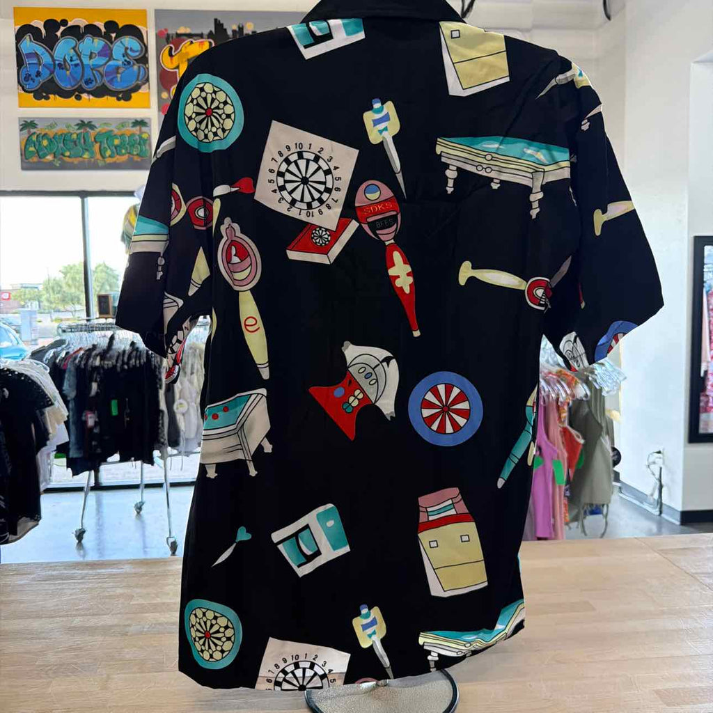 Ferugini Men Short Sleeve Polyester Card, Dice & Slots Gambling Shirt Size Xl