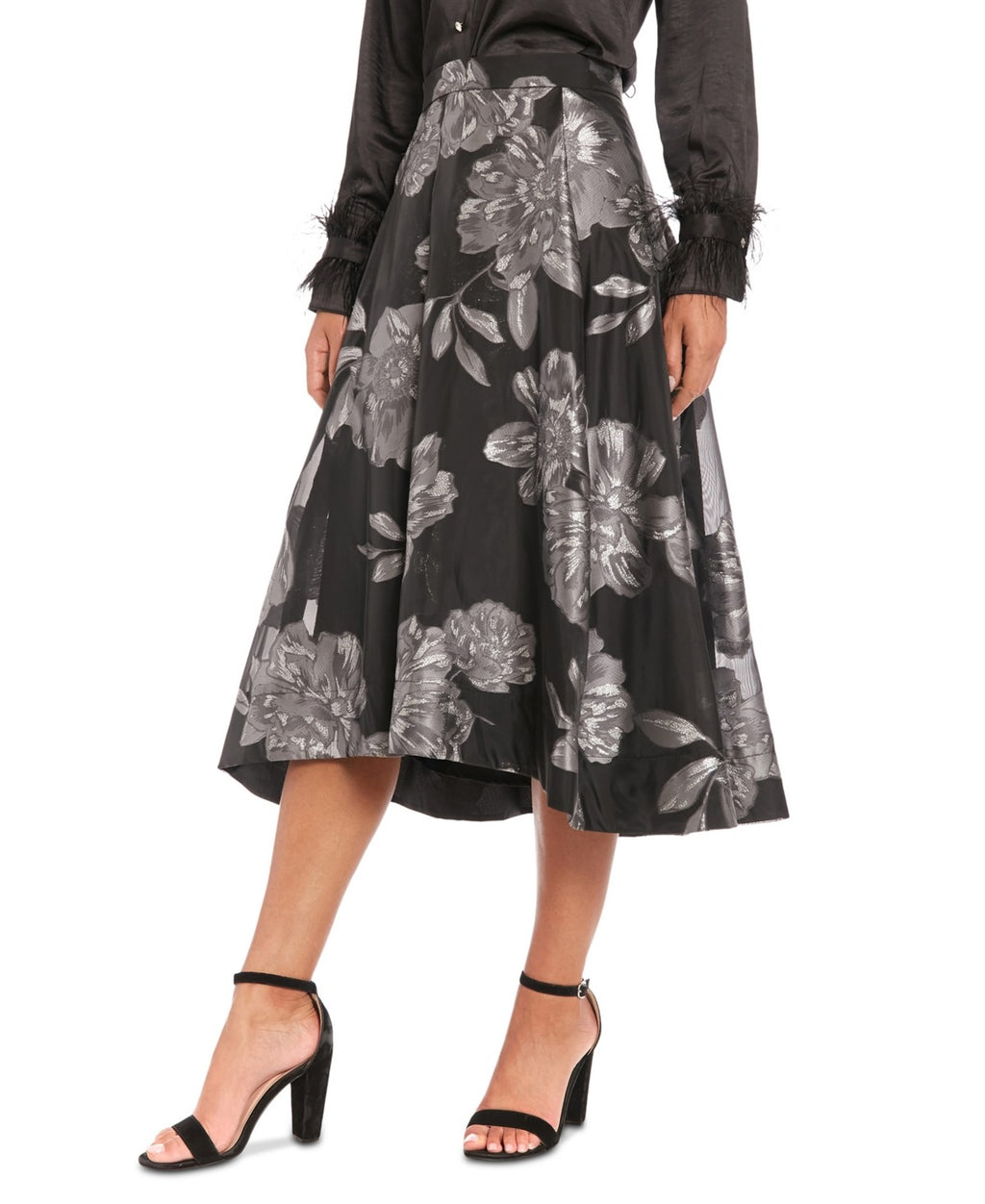 Muse Women's Pleated Organza Zip-Back MIDI Skirt