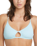 Volcom Size S Pucker up Cross-Back Halter Bikini Top - Cloud Blue