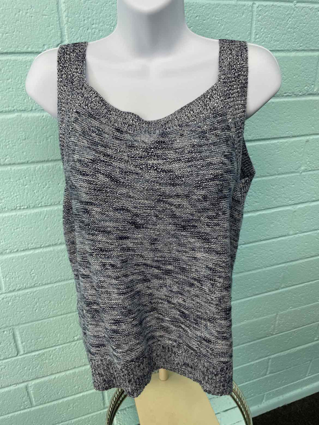 Chico's Size 1 Blue Silver Knit Sweater