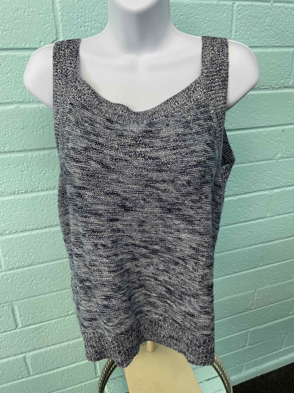 Chico's Size 1 Blue Silver Knit Sweater