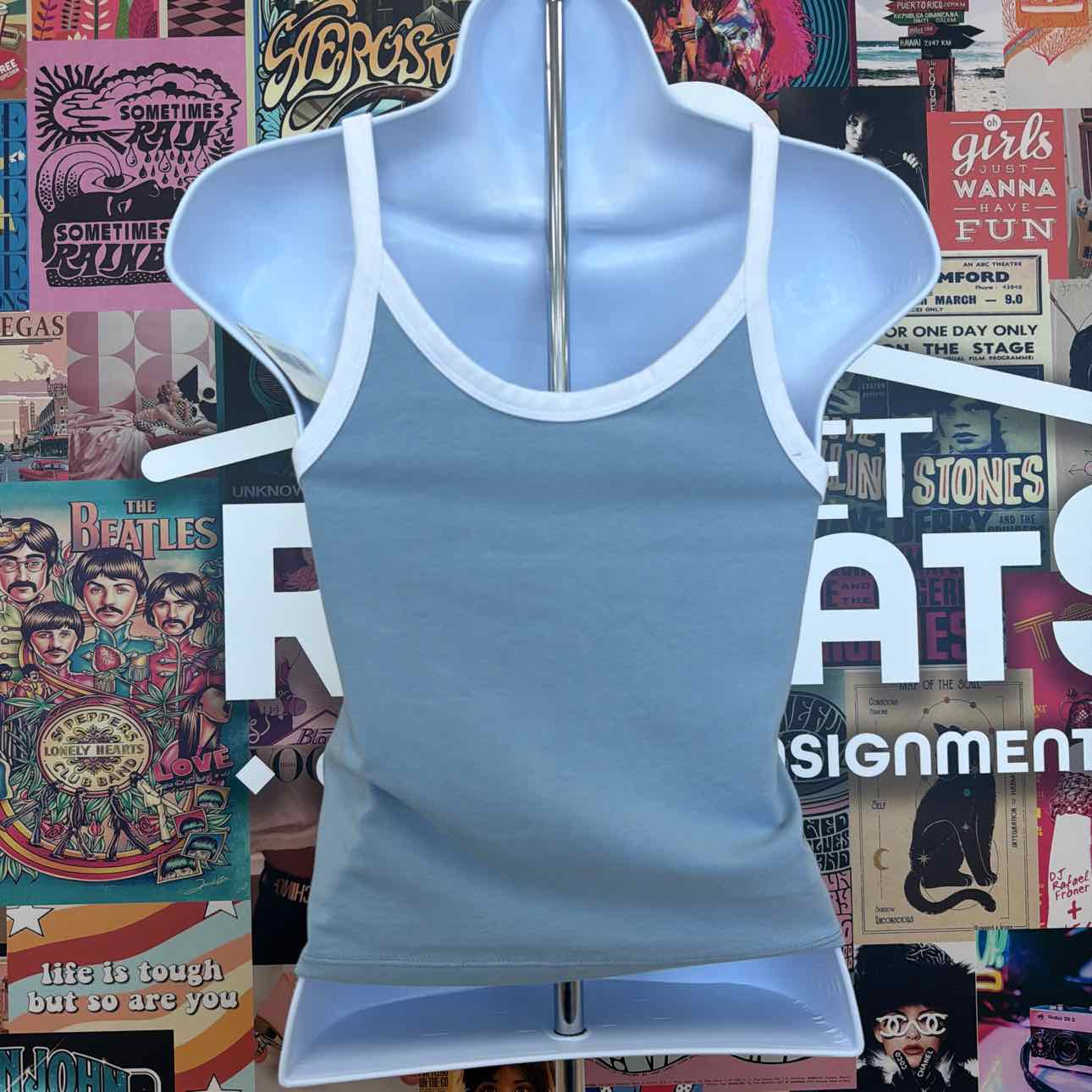 Levi's Size S Molly Tank Top - Festival Logo Dusty Blue/bright White