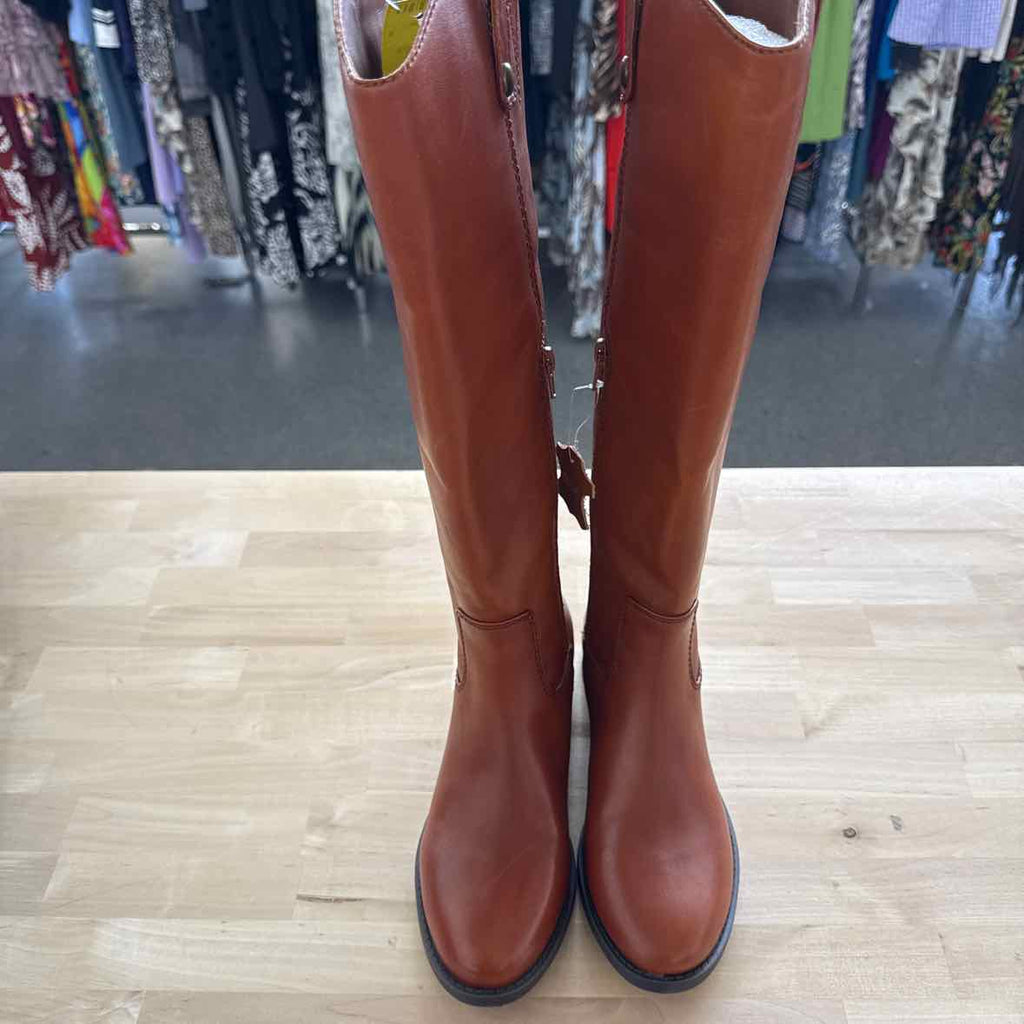 INC Size 7  Rust Leather Boots Inc Womens Brown Goring Fawne