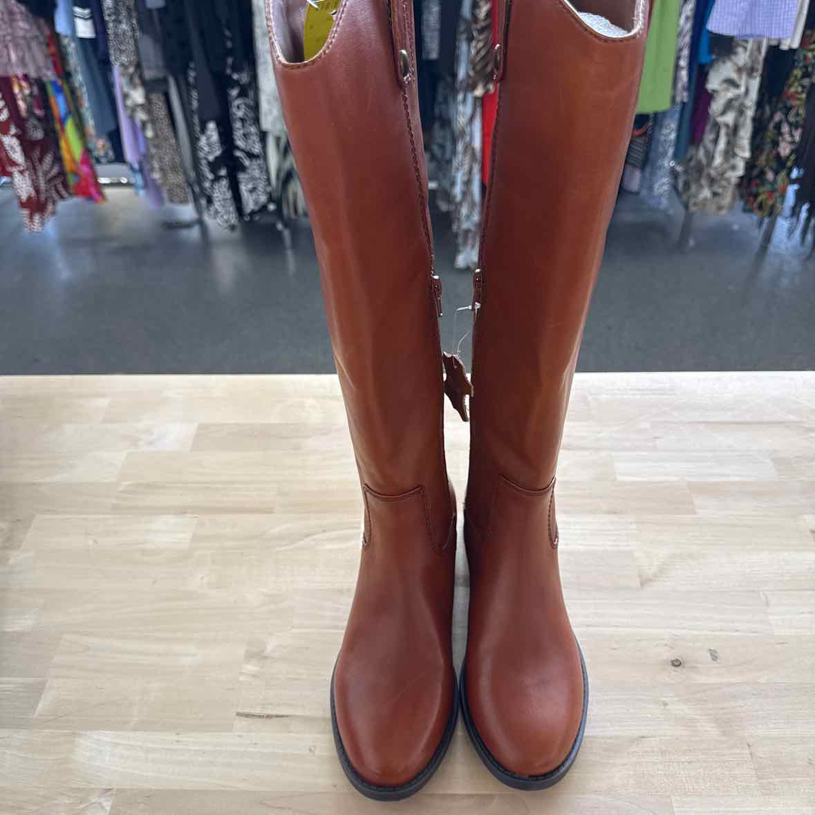 INC Size 7  Rust Leather Boots Inc Womens Brown Goring Fawne
