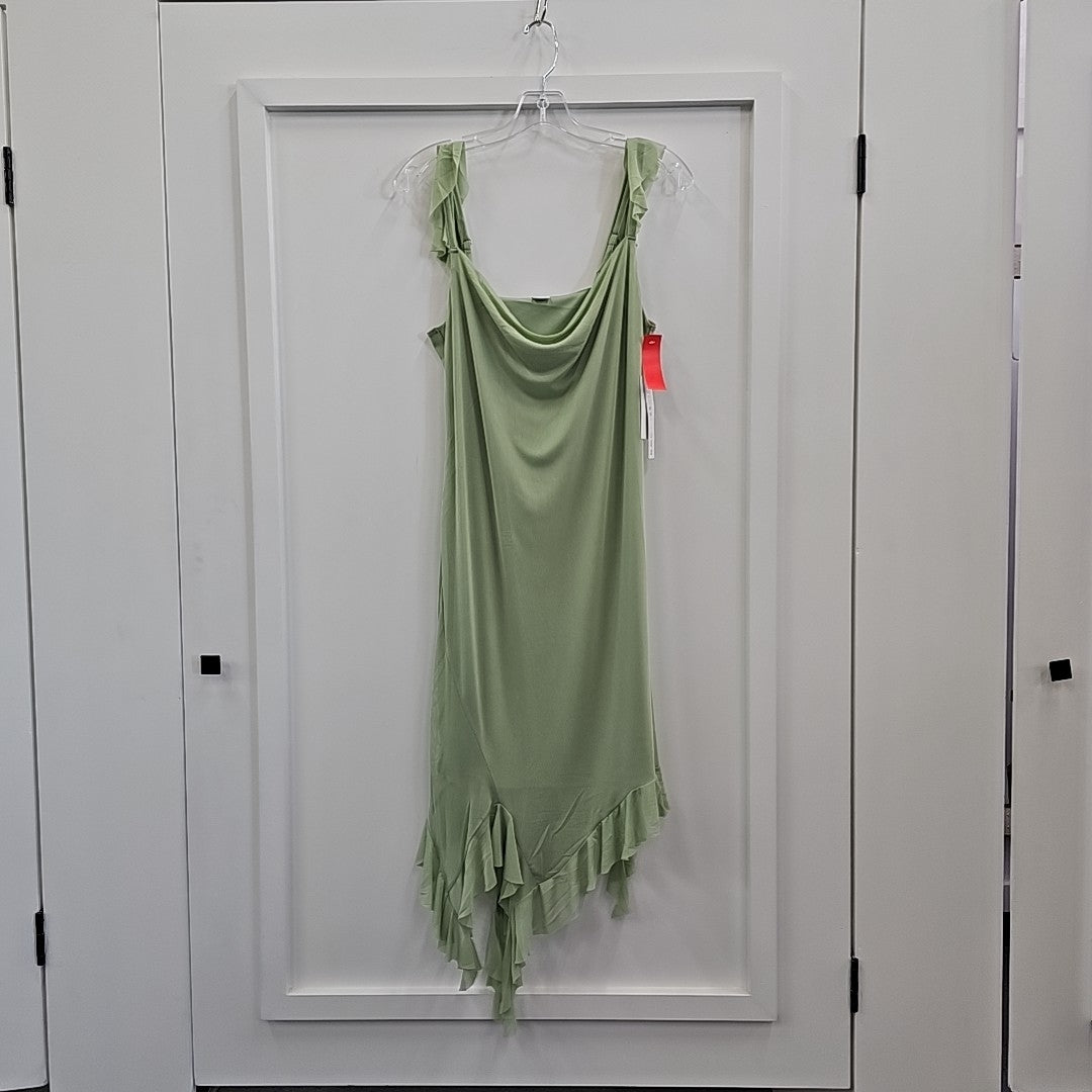 Tinseltown Juniors' Mesh Ruffle MIDI Dress - Fresh Sage