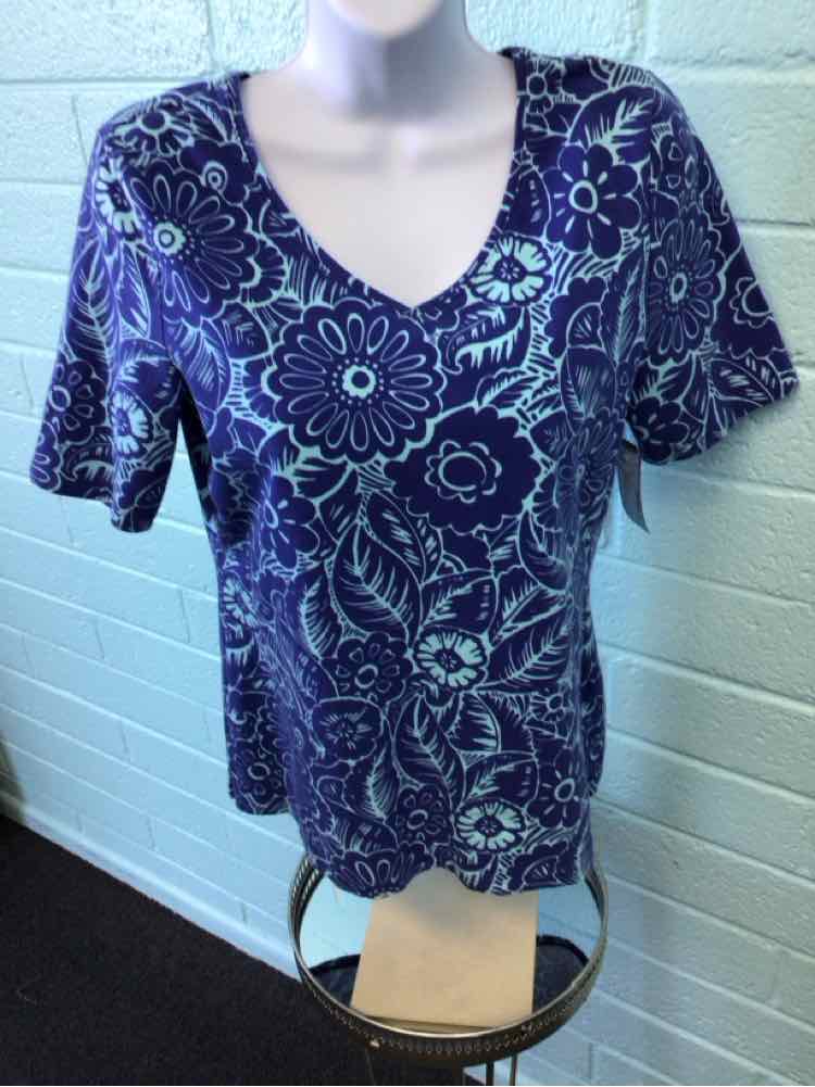 Talbots Size M Aqua & Blue Shirt