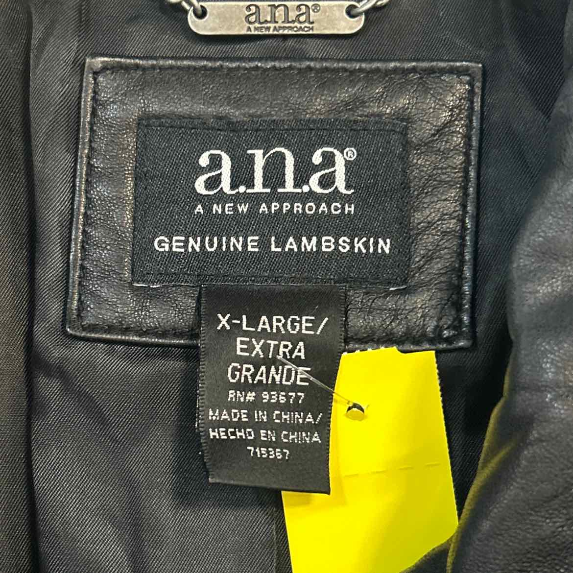 ANA Size XL Black Leather Preloved Jacket