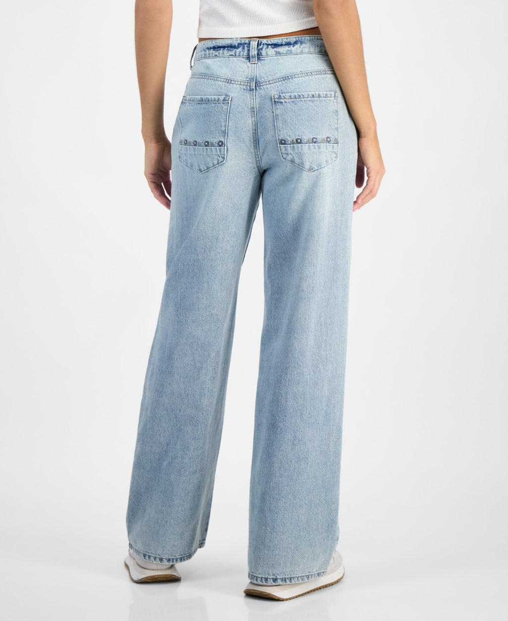 Indigo Rein Juniors' High-Rise Embroidered Wide-Leg Jeans - Light Blue - 9