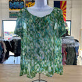 Susan Graver Size S Green Polyester Preloved Blouse SS