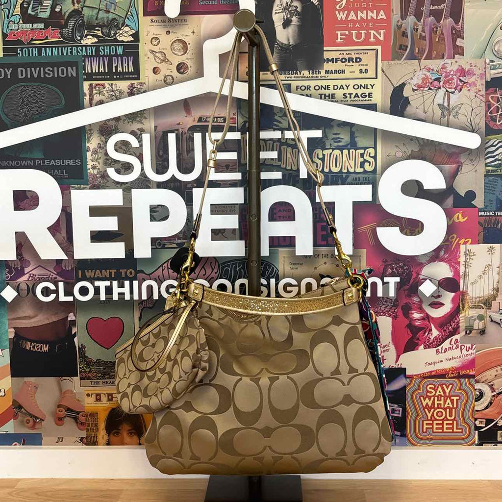 Coach gold print Preloved Handbag