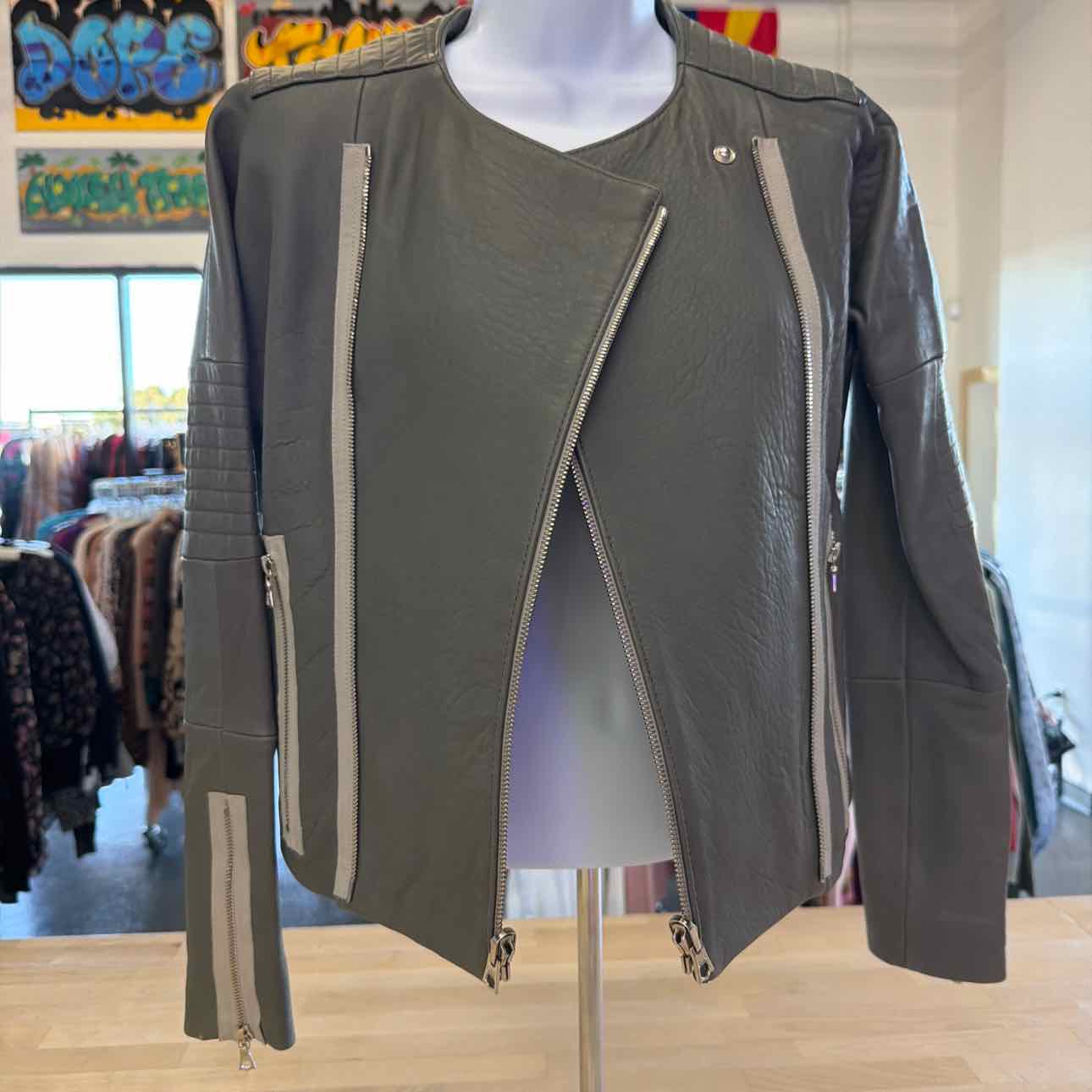 J Brand Size XS Gray Leather New leather jacket