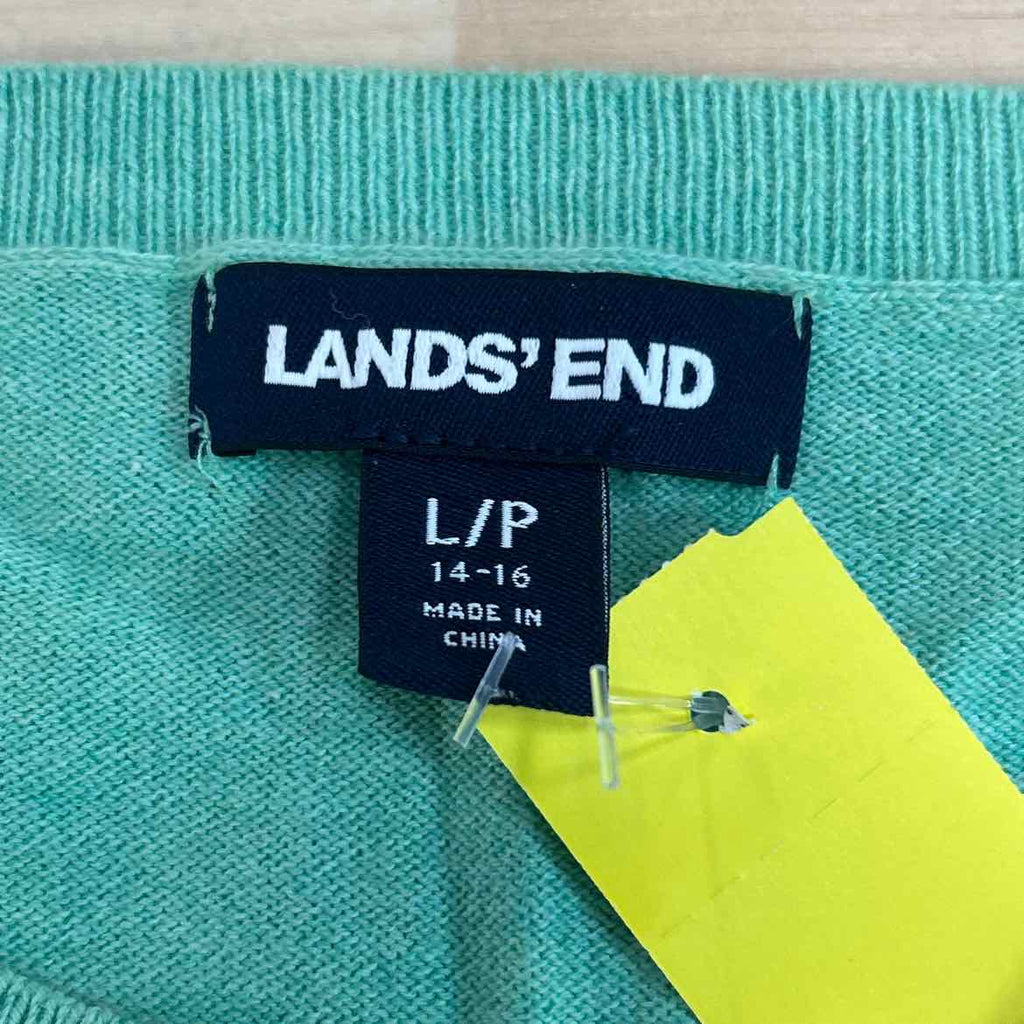 Lands End Size LP Green Knit Sweater