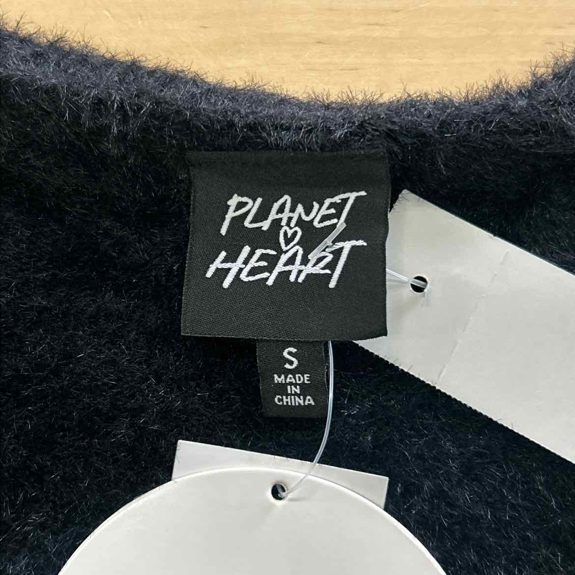 Planet Heart Womens Button Fuzzy Eyelash Cardigan Sweater Black Size S NWT