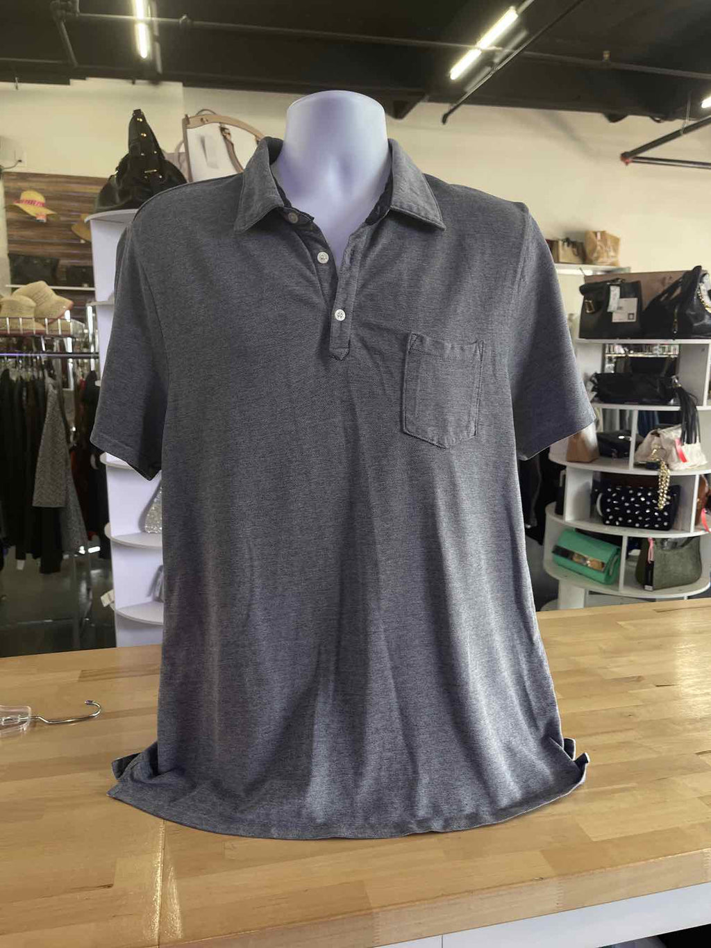 Buffalo Size L Gray Preloved MENS Polo