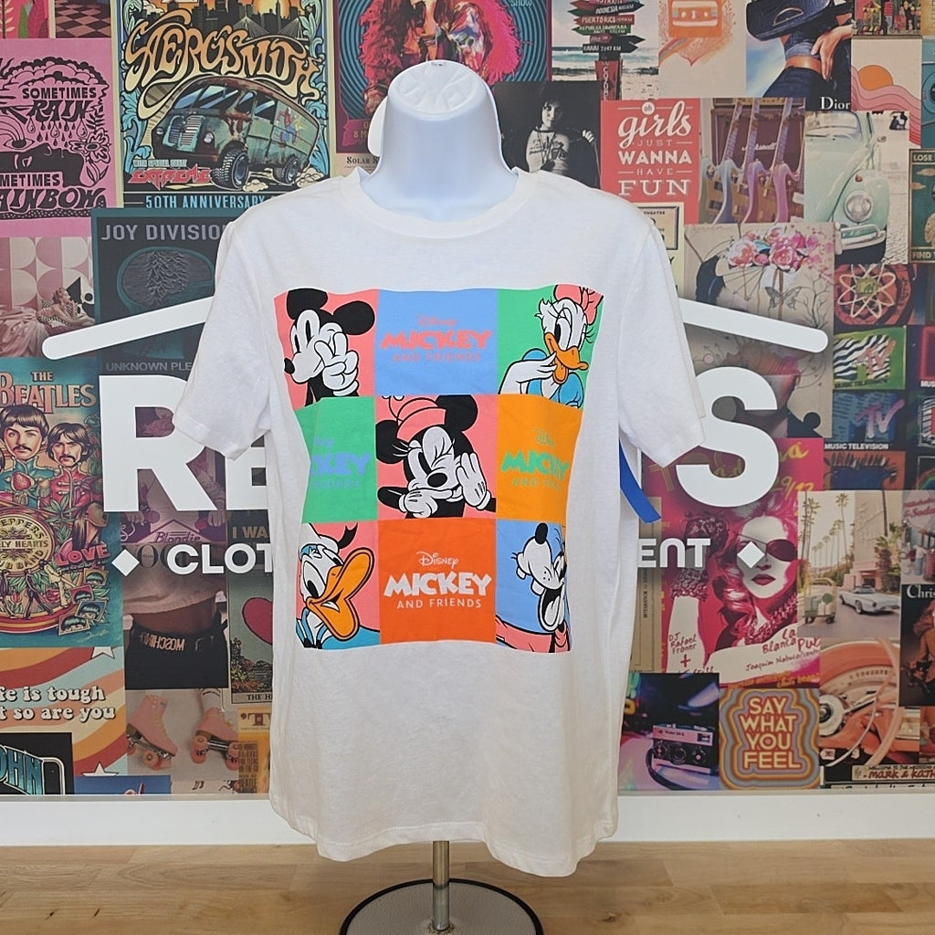 Disney Size S Friends of Mickey Graphic T-Shirt - White