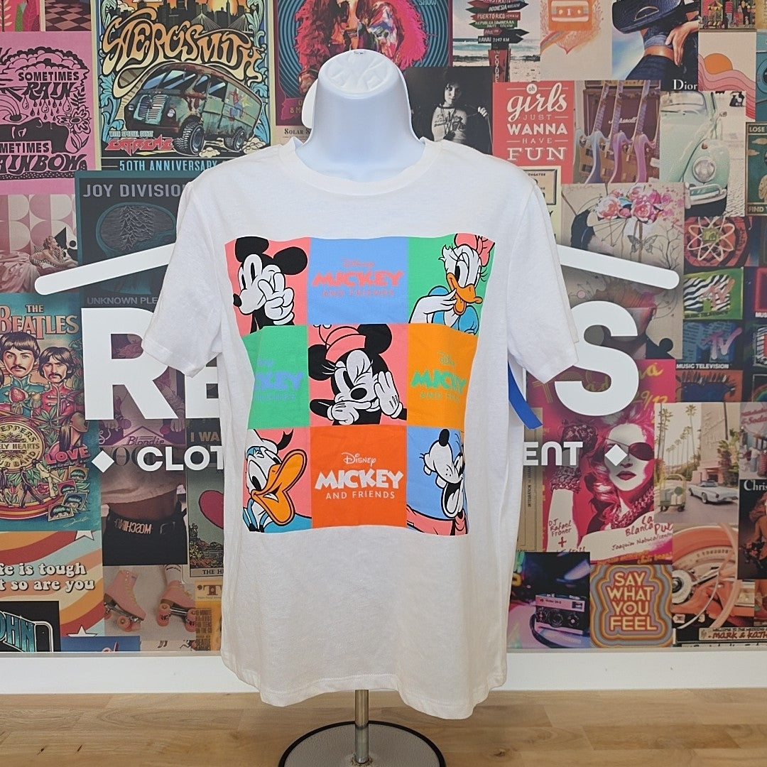 Disney Size S Friends of Mickey Graphic T-Shirt - White