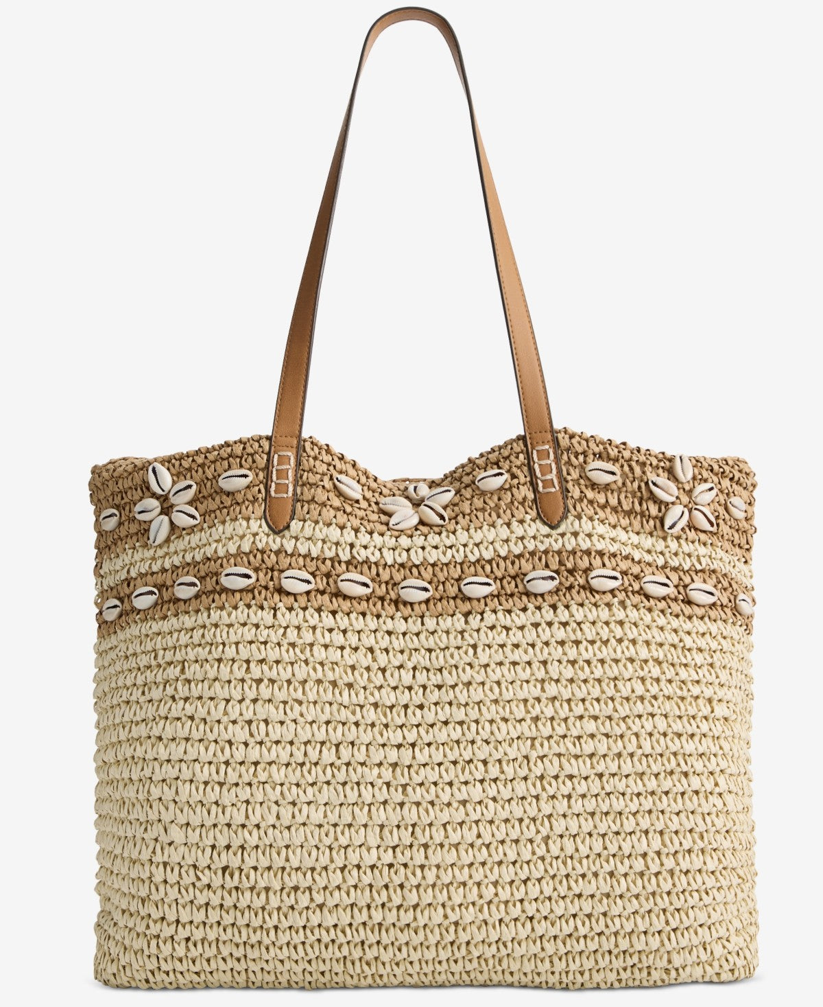 Style Co Extra-Large Shell Straw Tote Seashells