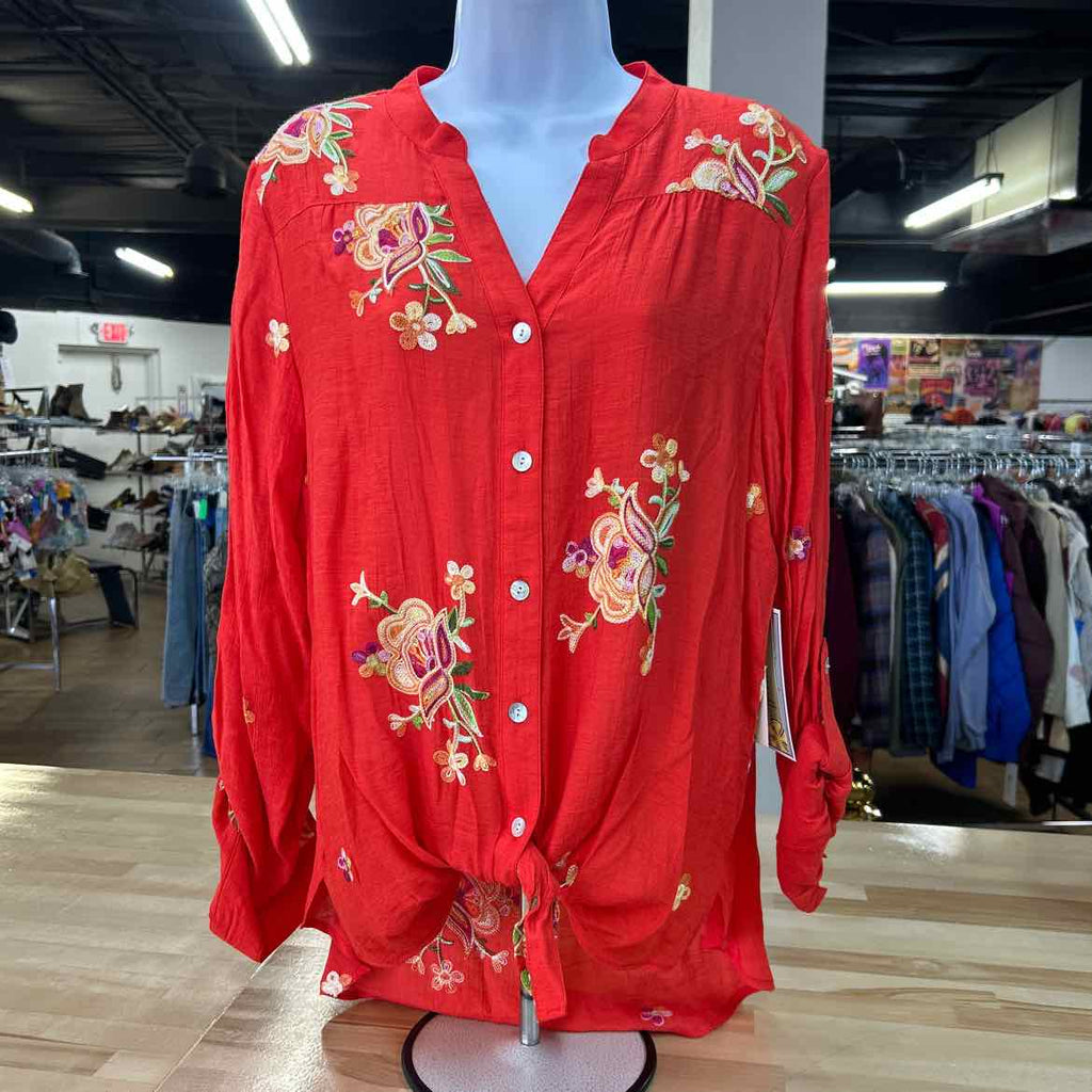 Figueroa&Flower Size M Orange Preloved Blouse LS