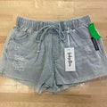 Indigo Rein Juniors' Distressed Drawstring Denim Shorts - Light Wash - 5