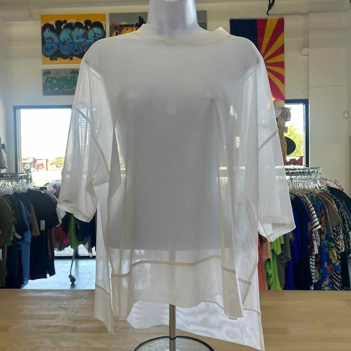 Calia Size M White Sheer New T-Shirt SS