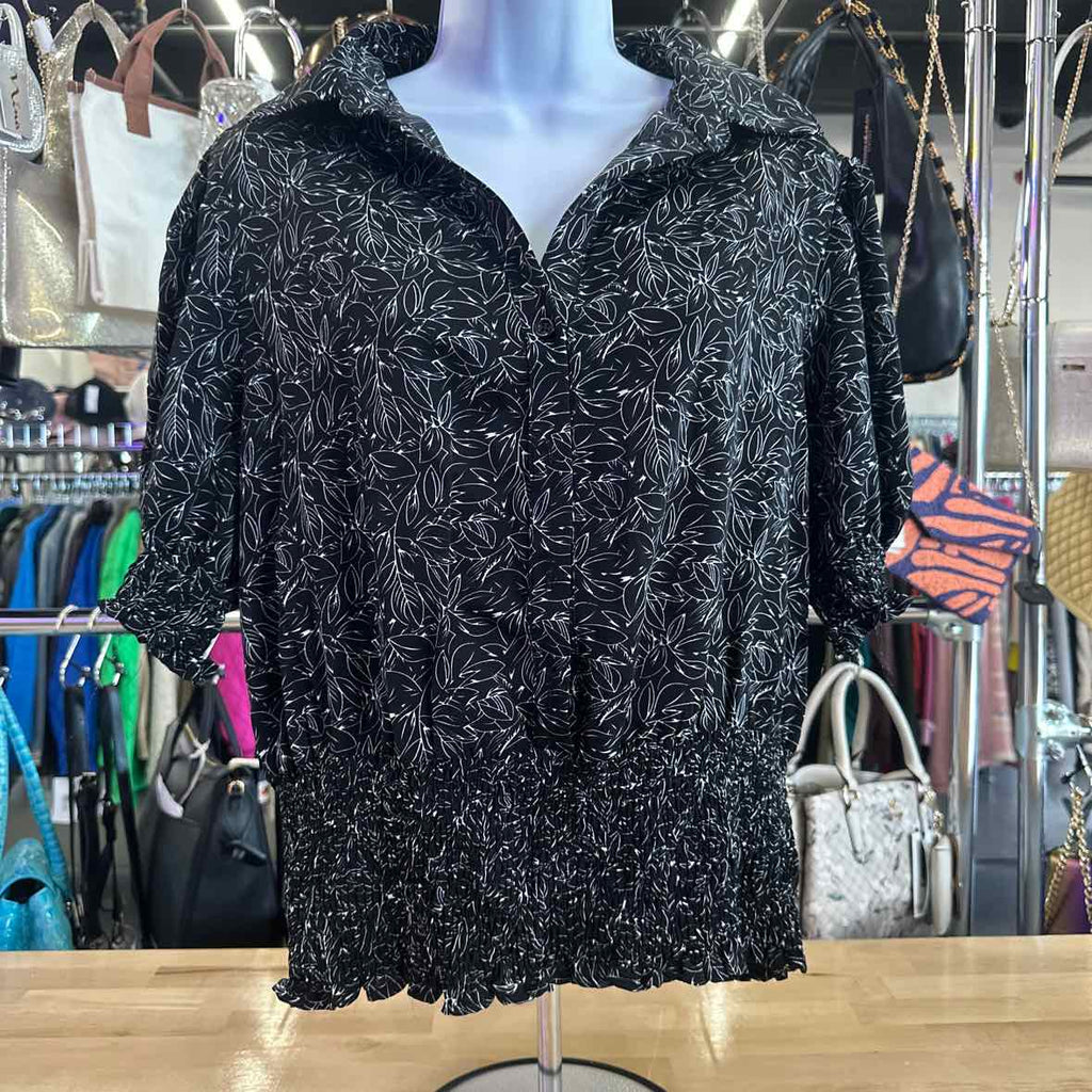 Zenobia Size 1X Black Blouse