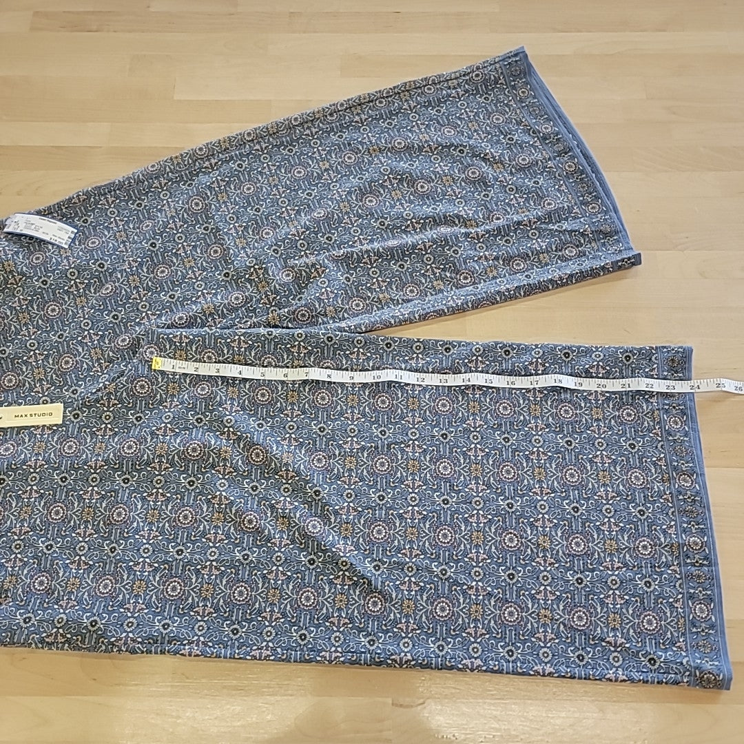 Max Studio Size M Blue Floral Print Wide Leg  Pants