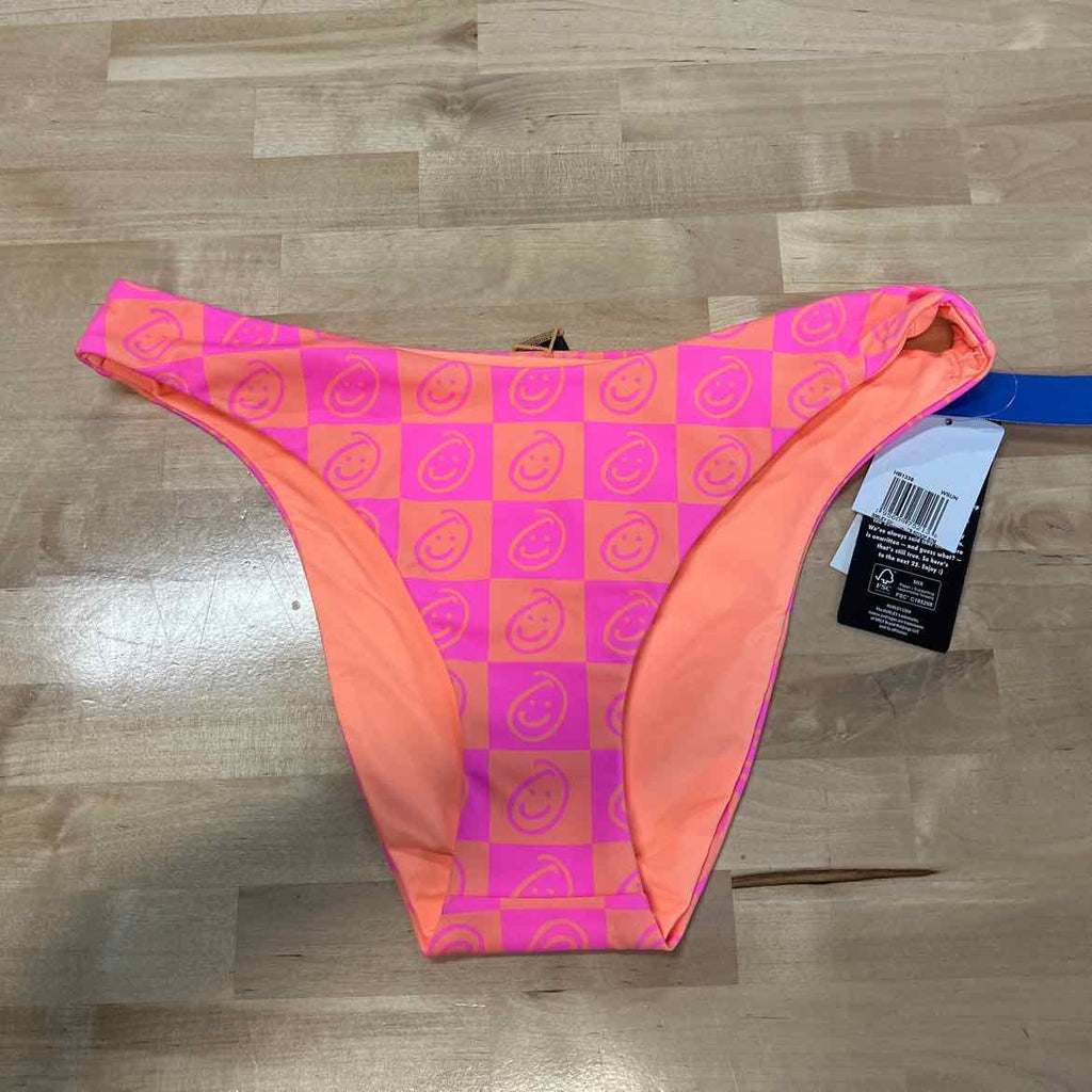 Hurley Size L Smiley Check Reversible Bikini Bottoms