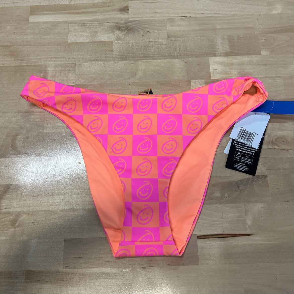 Hurley Size L Smiley Check Reversible Bikini Bottoms