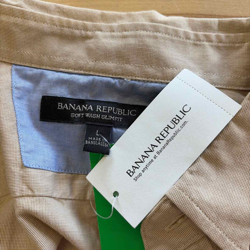 Banana Republic Size L Tan New MENS Button Down Shirt