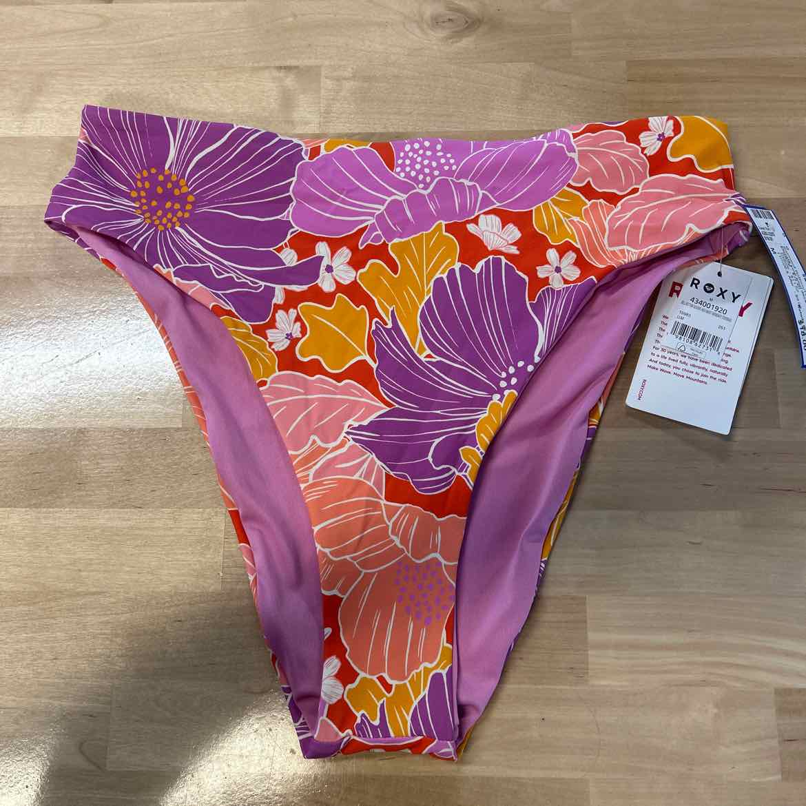 Roxy Size M Bell Bottom Blooms High Waist Bikini Bottoms